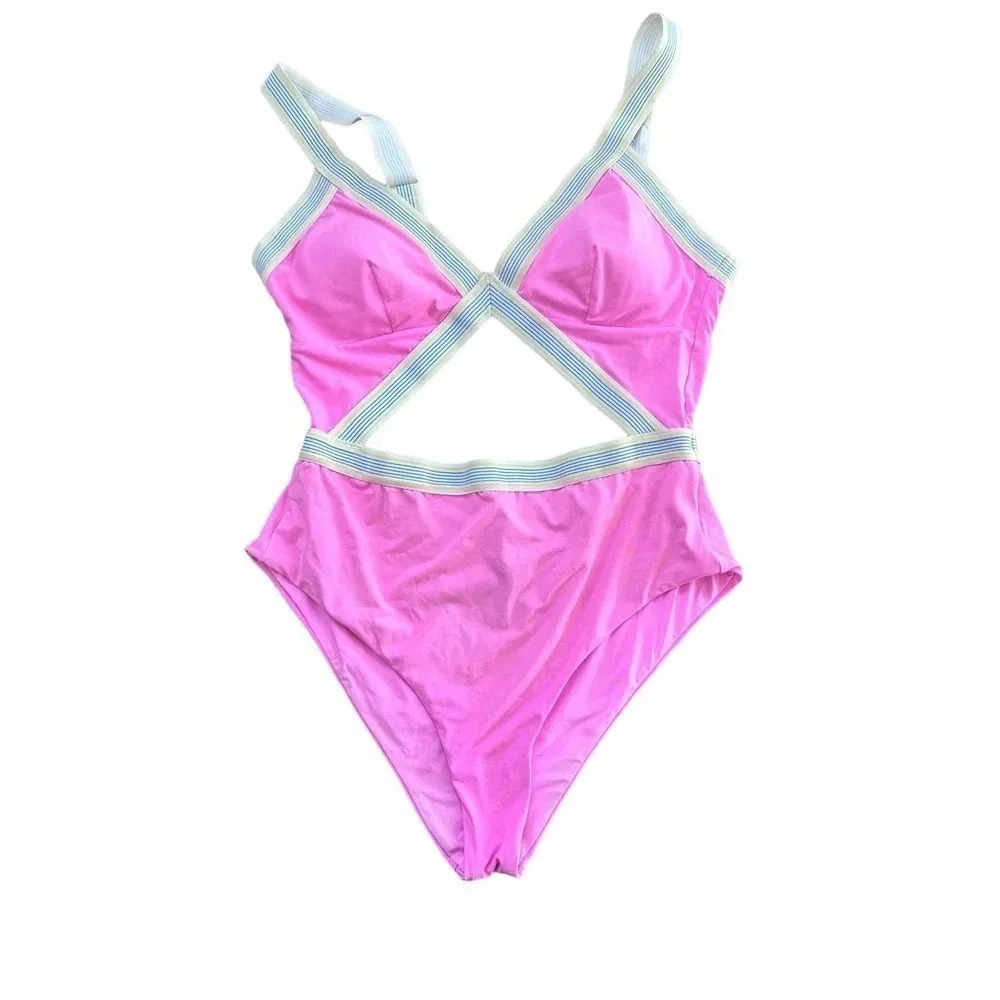 DOLCE VITA Women's Pink Blaire V-Neckline One Piece Size Medium